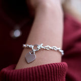 Oval Link Heart Charm Bracelet