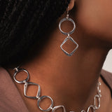 Textured Squares & Circles Drop Earrings