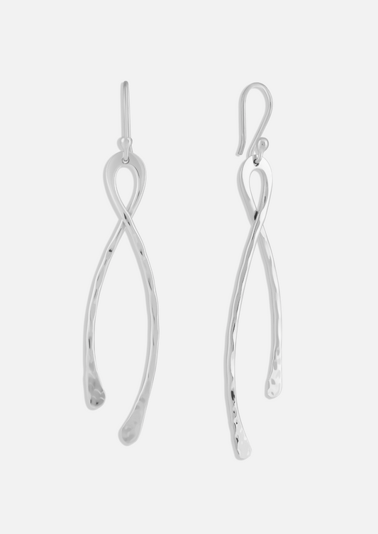 Hammered Wishbone Dangly Earrings