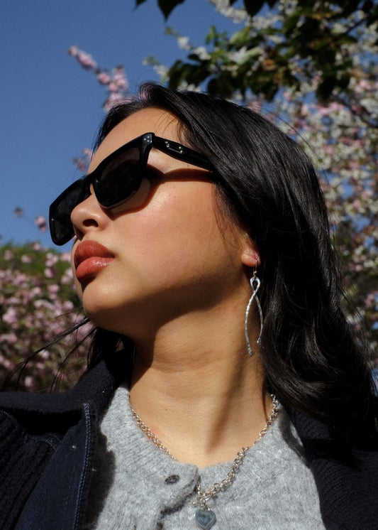 Hammered Wishbone Dangly Earrings